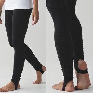 Lululemon Rare Stirrup Wunder Under Legging Pant Black/Black Jelly Logo 4 Luon